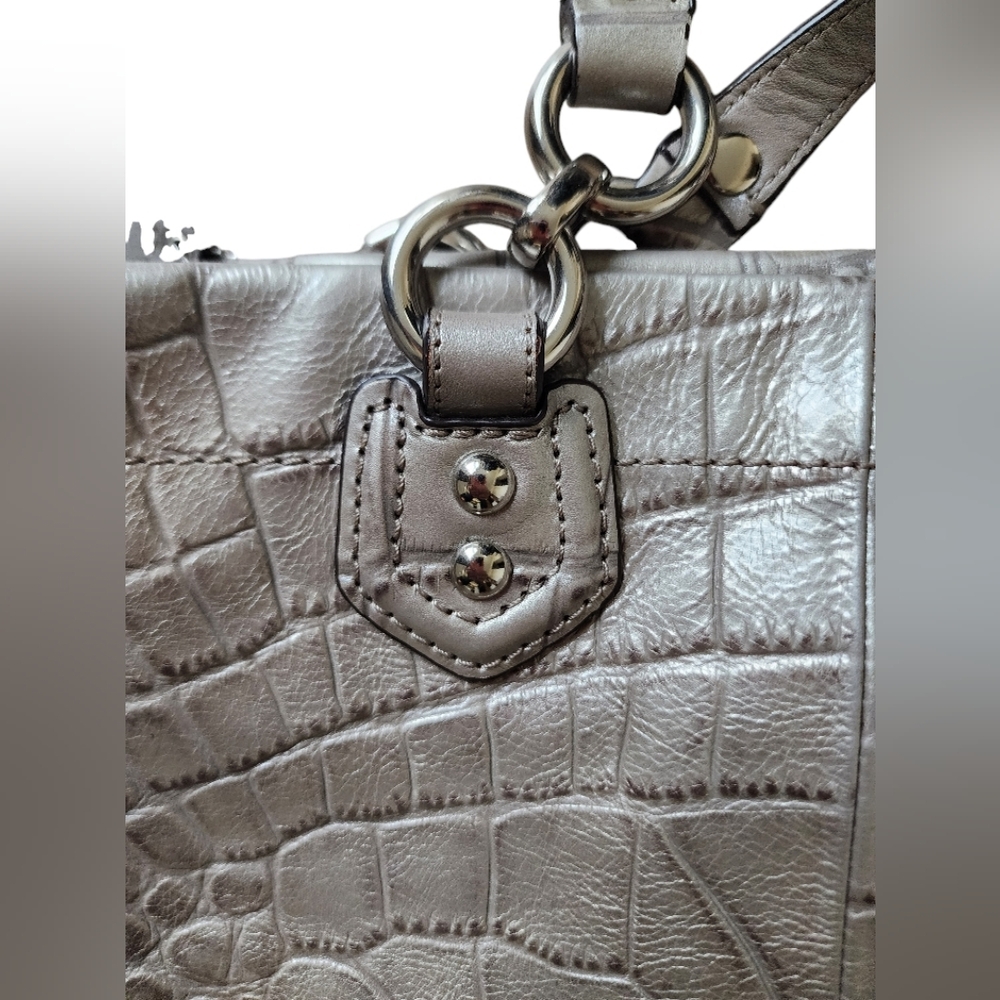 Coach Silver Croc-Embossed Tote Bag, vintage, y2k - Picture 5 of 8